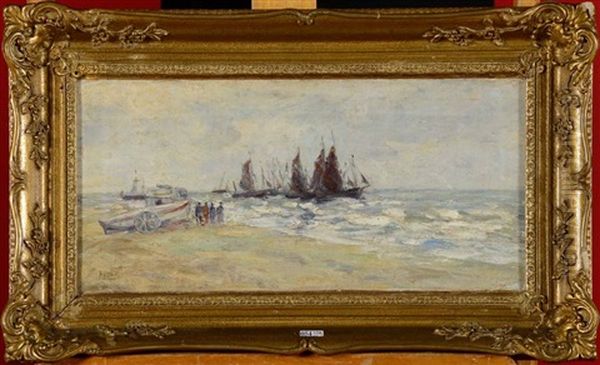 Le Depart Pour La Peche Oil Painting by Louis Artan De Saint-Martin