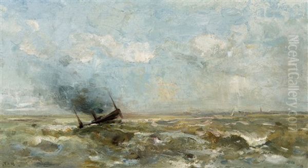 Berck Sur Mer, Vue Du Large Oil Painting by Louis Artan De Saint-Martin