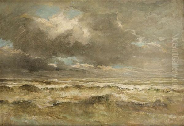 Marine Par Ciel Couvert Oil Painting by Louis Artan De Saint-Martin