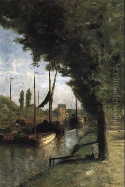 Le Canal Oil Painting by Louis Artan De Saint-Martin