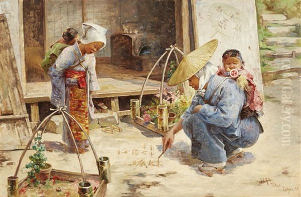 The Flower Seller Oil Painting by Charles John Arter