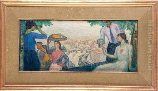 Romeria En Begona (boceto) Oil Painting by Aurelio Arteta Y Errasti