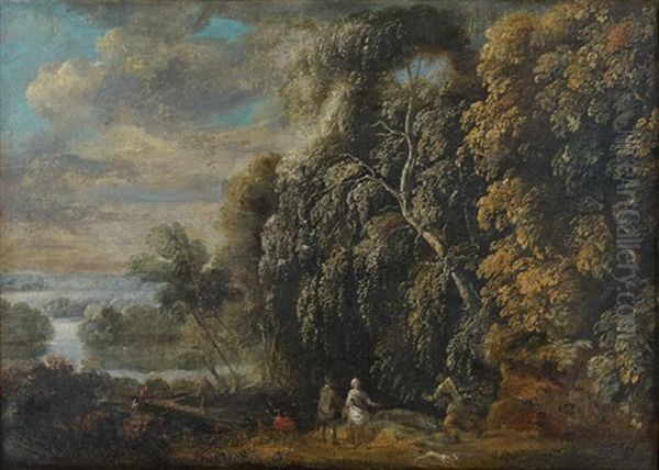 Personnages Dans Un Paysage Oil Painting by Jacques d' Arthois