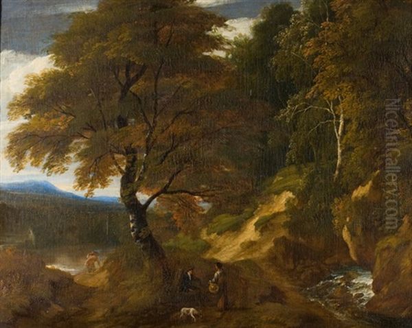 Baumreiche Landschaft Mit Tier- Und Figurenstaffage Oil Painting by Jacques d' Arthois