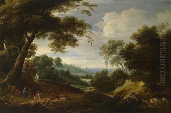 Weite Bewaldete Landschaft Mit Hirtenstaffage Oil Painting by Jacques d' Arthois