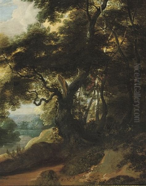 A River Landscape With An Entrance To A Wood Oil Painting by Jacques d' Arthois