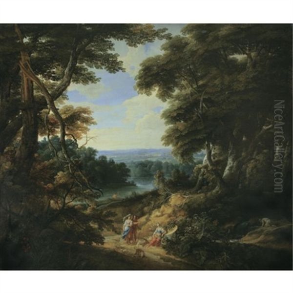 Landscape With A Castle And Figures Oil Painting by Jacques d' Arthois