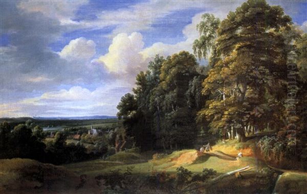 Laubwald Mit Ausblick Auf Eine Tiefe Landschaft Oil Painting by Jacques d' Arthois