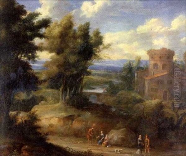 Paysage De Campagne Avec Des Promeneurs Oil Painting by Jacques d' Arthois