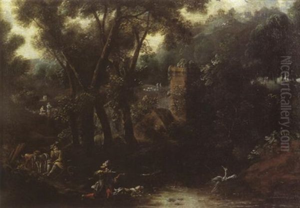 La Chasse Au Heron Oil Painting by Jacques d' Arthois