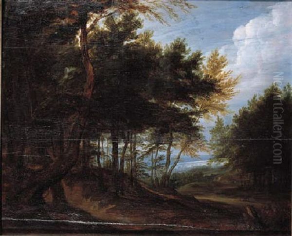 A Wooded Landscape, Late Afternoon by Jacques d' Arthois