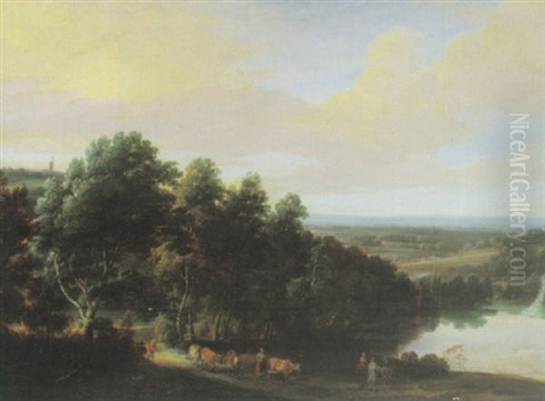 Sommerliche Fluslandschaft Von Der Hohe Ausgesehen Oil Painting by Jacques d' Arthois