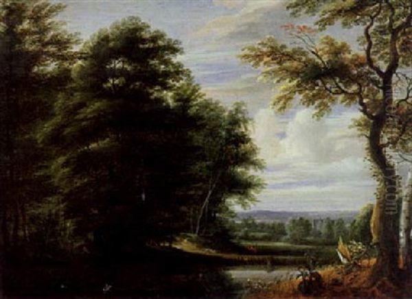 Weite Bewaldete Fluslandschaft Oil Painting by Jacques d' Arthois