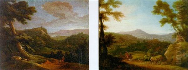 Italianate Landscape With Hunters At Sunrise Oil Painting by Jacques d' Arthois