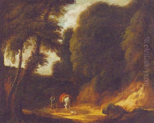 Wooded Landscape With A Traveller On A Track Oil Painting by Jacques d' Arthois