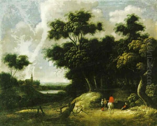 Landskap Med Ryttare Oil Painting by Jacques d' Arthois