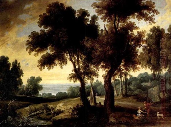 Figures In A Pastoral Landscape Oil Painting by Jacques d' Arthois