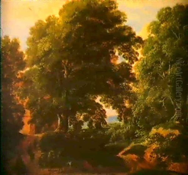 Waldlandschaft Mit Zwei Bauern Oil Painting by Jacques d' Arthois