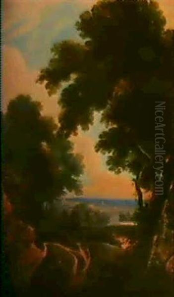 Waldlandschaft Mit Fernblick Und Reisenden Oil Painting by Jacques d' Arthois