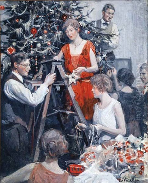 Trimming The Tree Oil Painting by Stanley Massey Arthurs