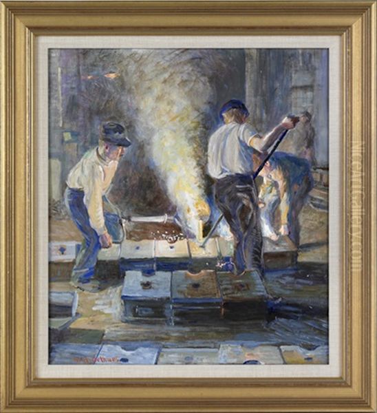 Untitled (industrial Illustration) Oil Painting by Stanley Massey Arthurs