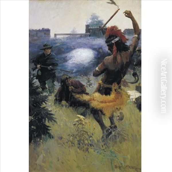 Siege Of Fort Boonesboro Oil Painting by Stanley Massey Arthurs