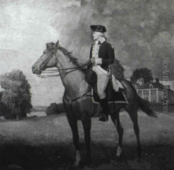 General George Washington On Horseback At Mount Vernon Oil Painting by Stanley Massey Arthurs