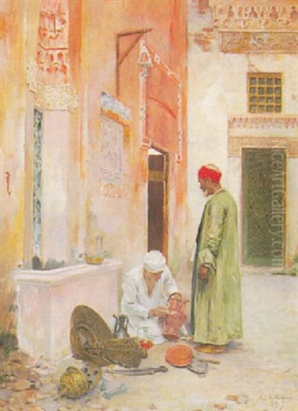 Arab Merchants Oil Painting by Albert Emile Artigue