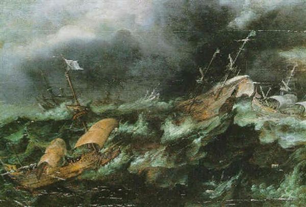 Marine Par Temps De Tempete Oil Painting by Andries van Artvelt (Ertvelt)