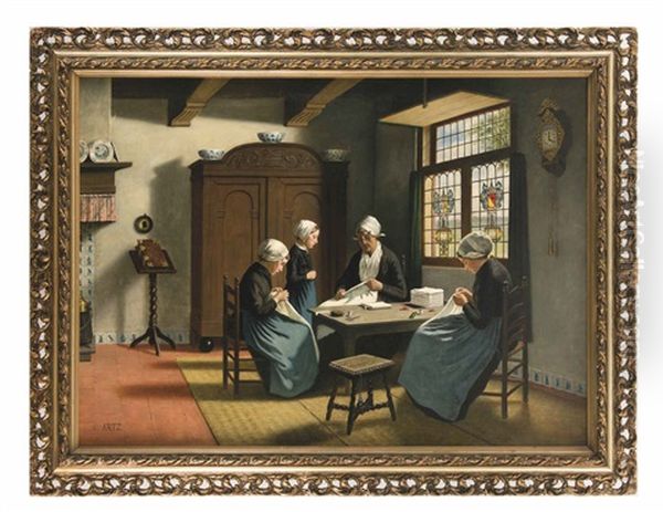 Weisnaherinnen In Der Stube Oil Painting by David Adolf Constant Artz