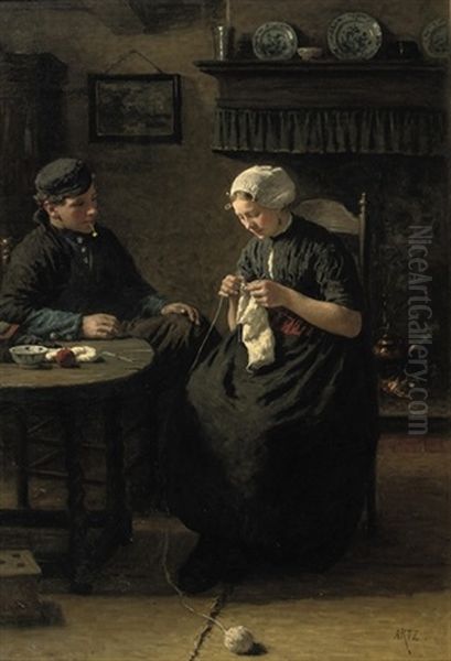 De Vrijage: Courting Oil Painting by David Adolf Constant Artz