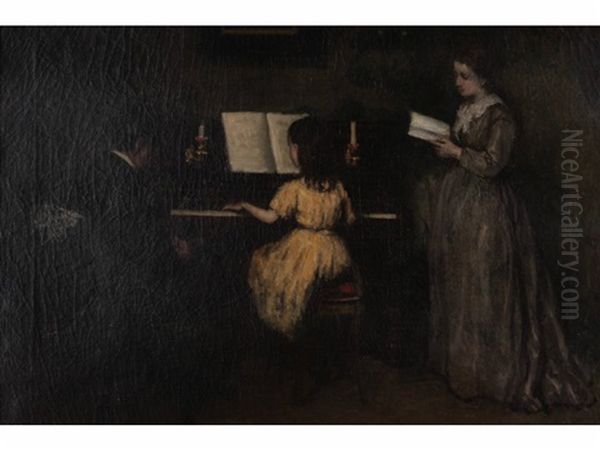 The Piano Lesson Oil Painting by David Adolf Constant Artz