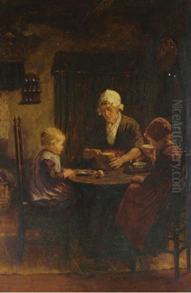 A Midday Meal (by Landis) Oil Painting by David Adolf Constant Artz