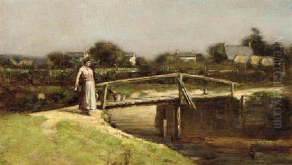 By The Lock Oil Painting by David Adolf Constant Artz