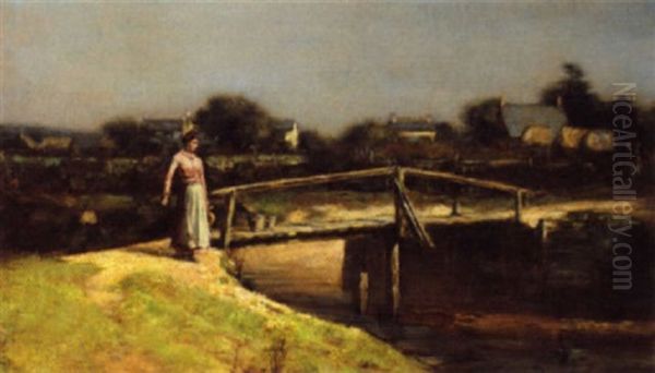 By The Bridge Oil Painting by David Adolf Constant Artz