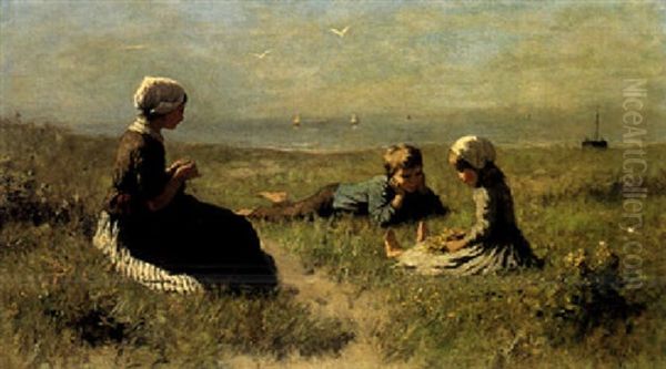 Children In The Dunes Oil Painting by David Adolf Constant Artz