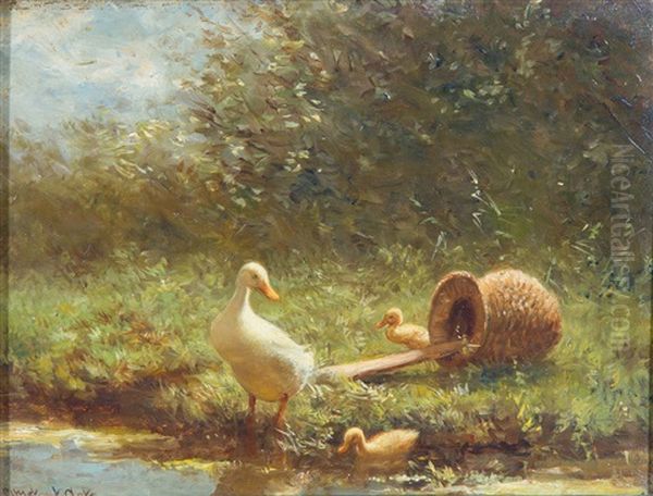 First Steps Out Of The Duck Basket Oil Painting by David Adolph Constant Artz