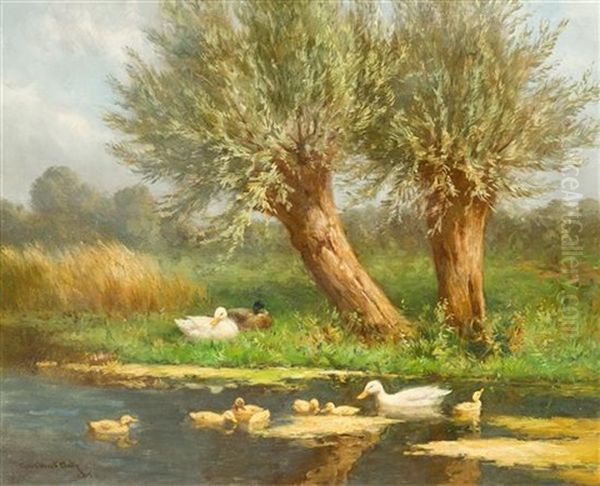 Ducks Oil Painting by David Adolph Constant Artz