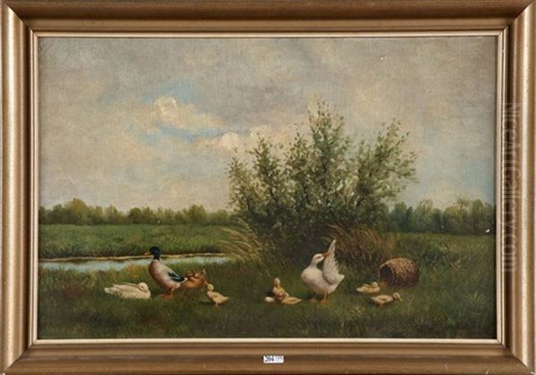 Canards Au Bord De L'eau by David Adolph Constant Artz