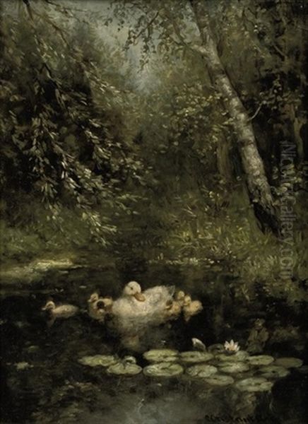 A Swim In The Pond Oil Painting by David Adolph Constant Artz