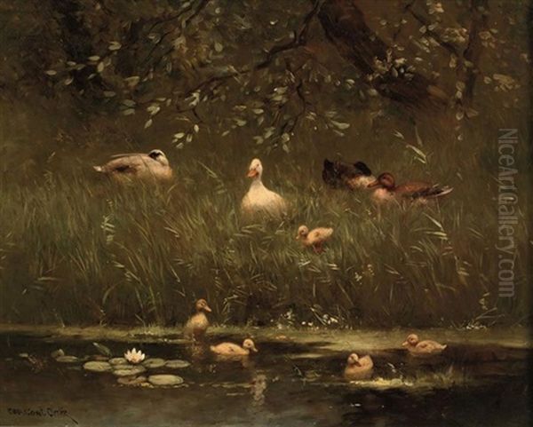 The First Swim Oil Painting by David Adolph Constant Artz