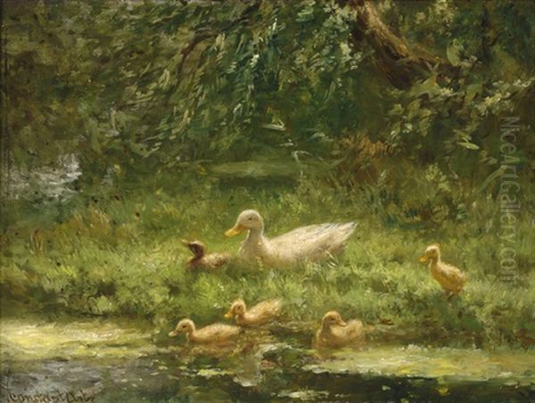 Ducks By The Water Oil Painting by David Adolph Constant Artz