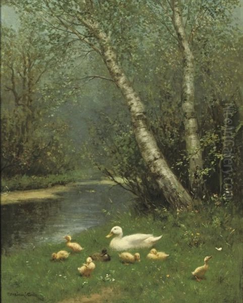 The Riverbank Oil Painting by David Adolph Constant Artz