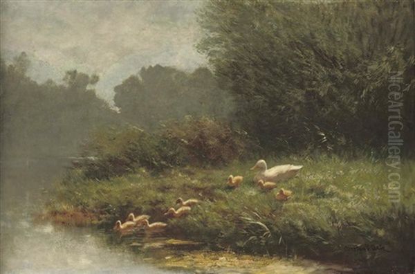 A Swim In The Pond Oil Painting by David Adolph Constant Artz