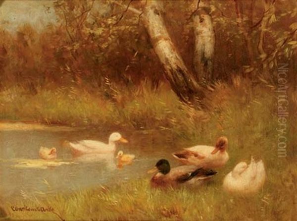 Ducks By The Waterside by David Adolph Constant Artz