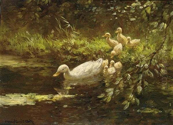 Ducks Watering Oil Painting by David Adolph Constant Artz