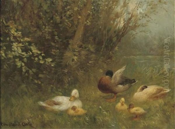 On A Riverbank Oil Painting by David Adolph Constant Artz