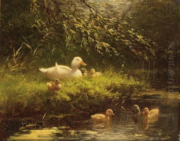 First Swim Oil Painting by David Adolph Constant Artz