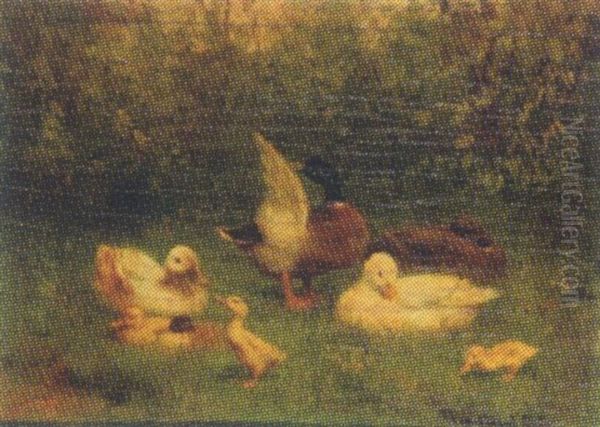 A Duck Family by David Adolph Constant Artz