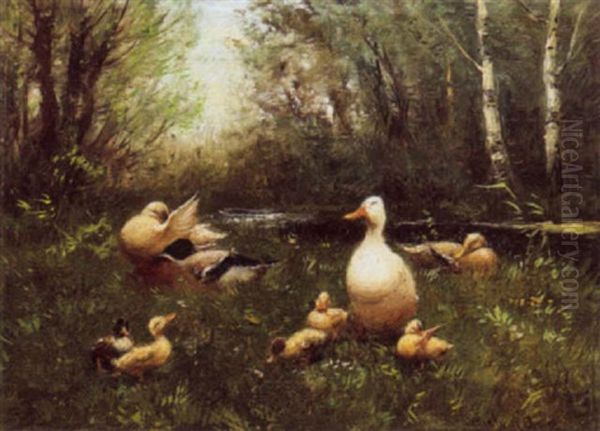 Ducks Oil Painting by David Adolph Constant Artz